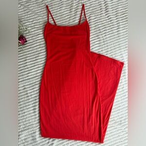 Elegant Red Spaghetti Strap Dress